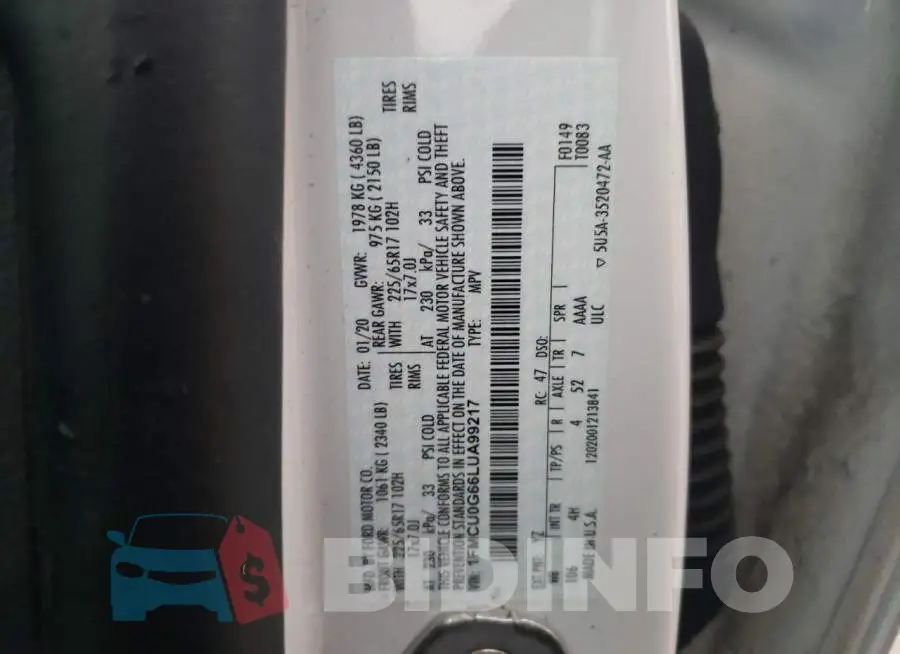 1FMCU0G66LUA99217 Photo# 13