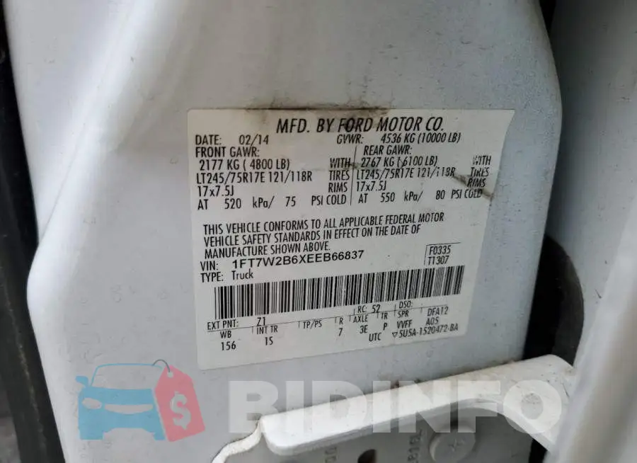 1FT7W2B6XEEB66837 Photo# 12