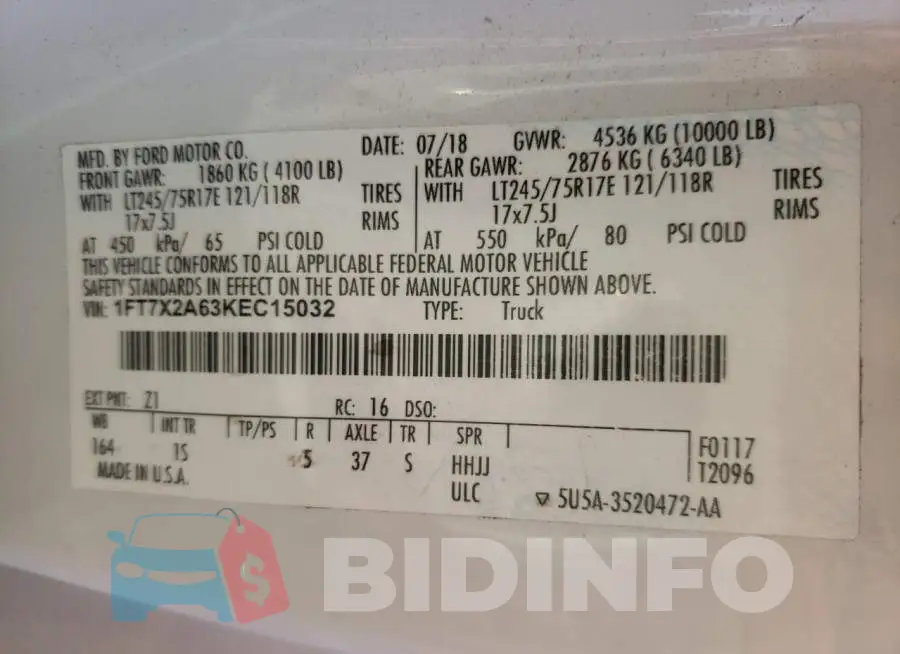 1FT7X2A63KEC15032 Photo# 13
