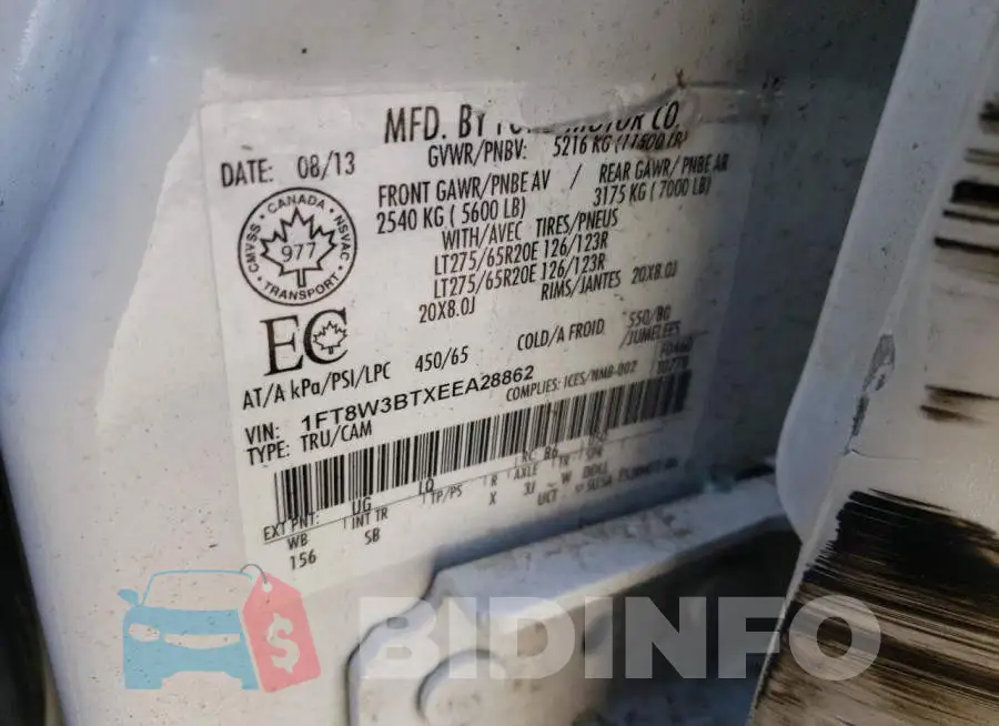 1FT8W3BTXEEA28862 Photo# 12