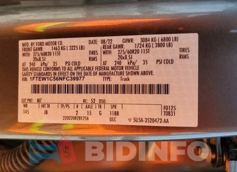 1FTEW1C56NFC39977 Photo# 12