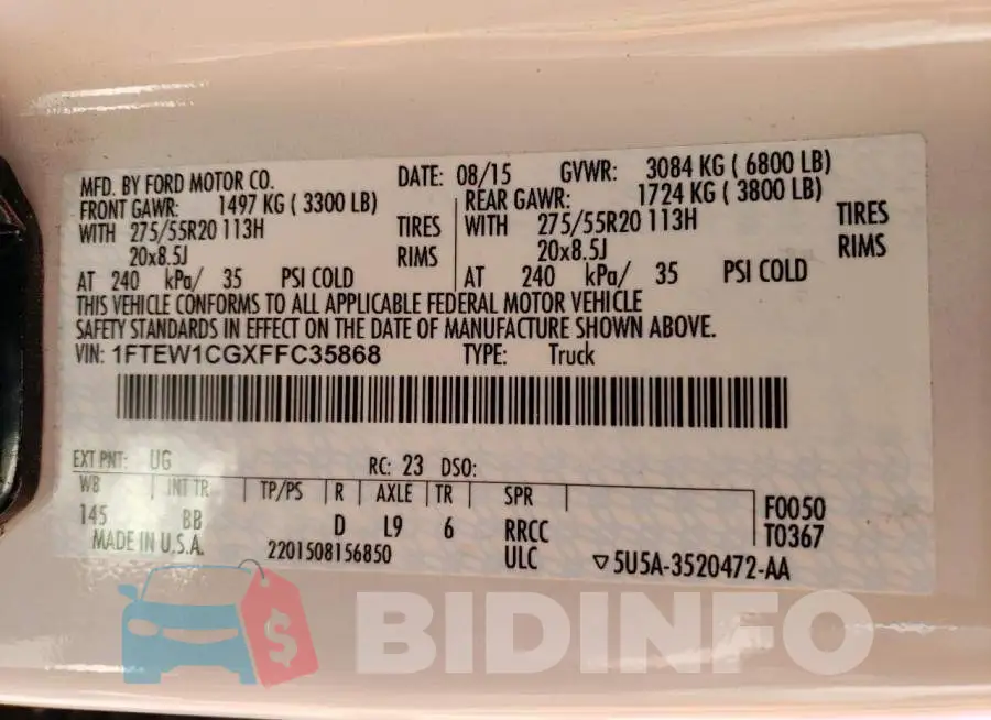 1FTEW1CGXFFC35868 Photo# 12