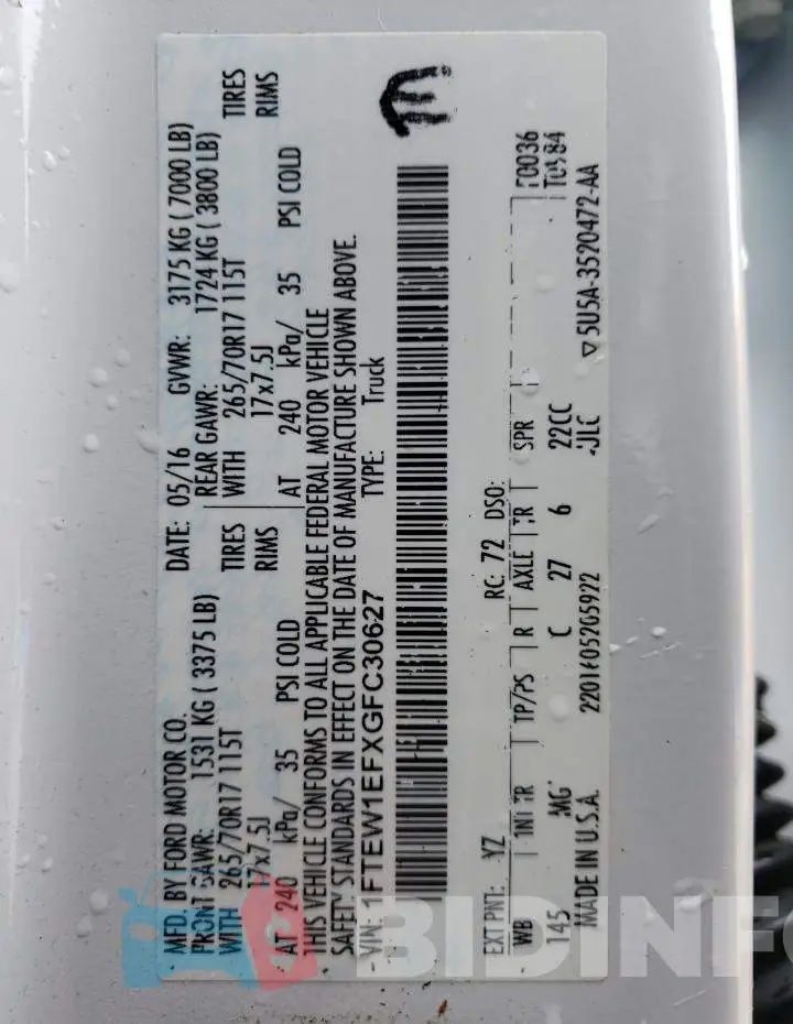 1FTEW1EFXGFC30627 Photo# 12