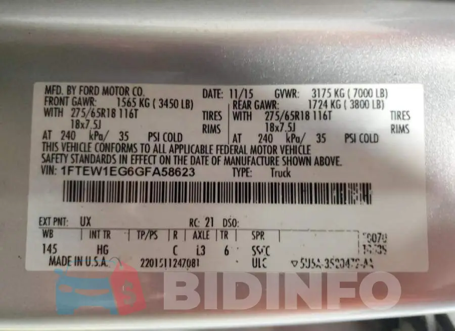 1FTEW1EG6GFA58623 Photo# 12