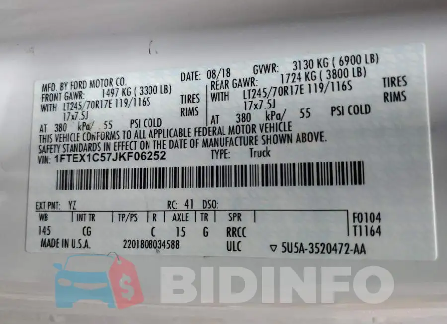 1FTEX1C57JKF06252 Photo# 12