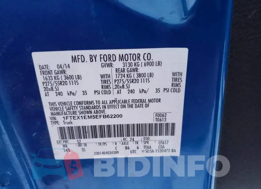 1FTEX1EM5EFB62200 Photo# 12