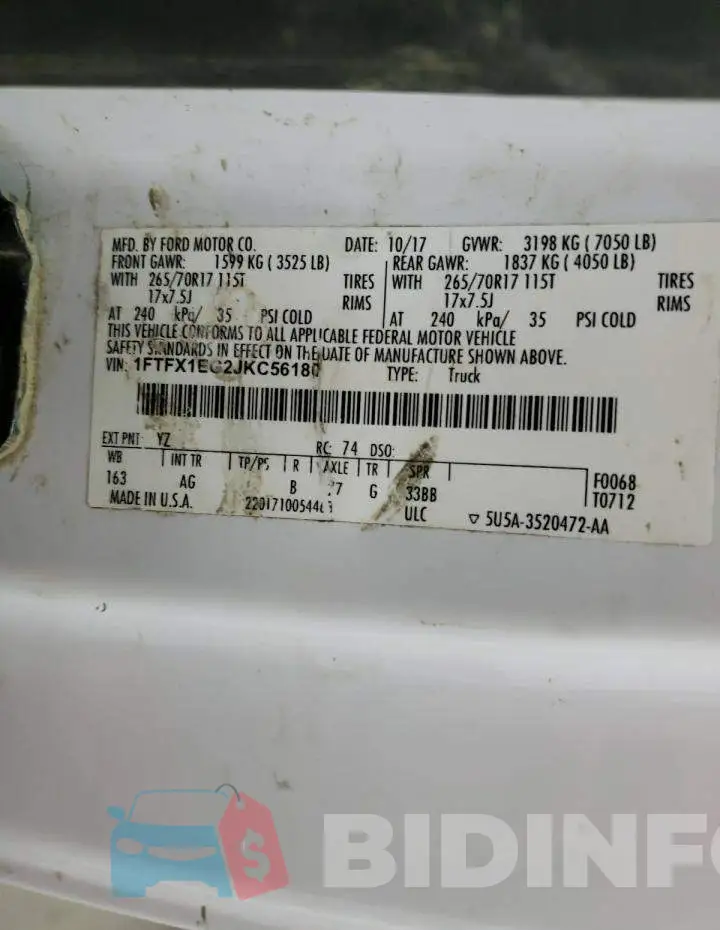 1FTFX1EG2JKC56180 Photo# 12