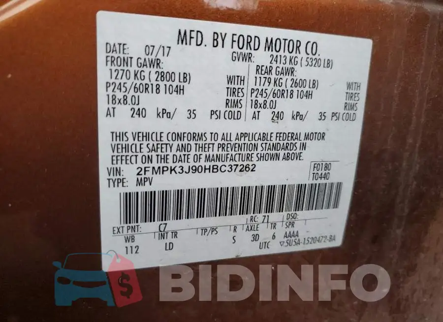 2FMPK3J90HBC37262 Photo# 14