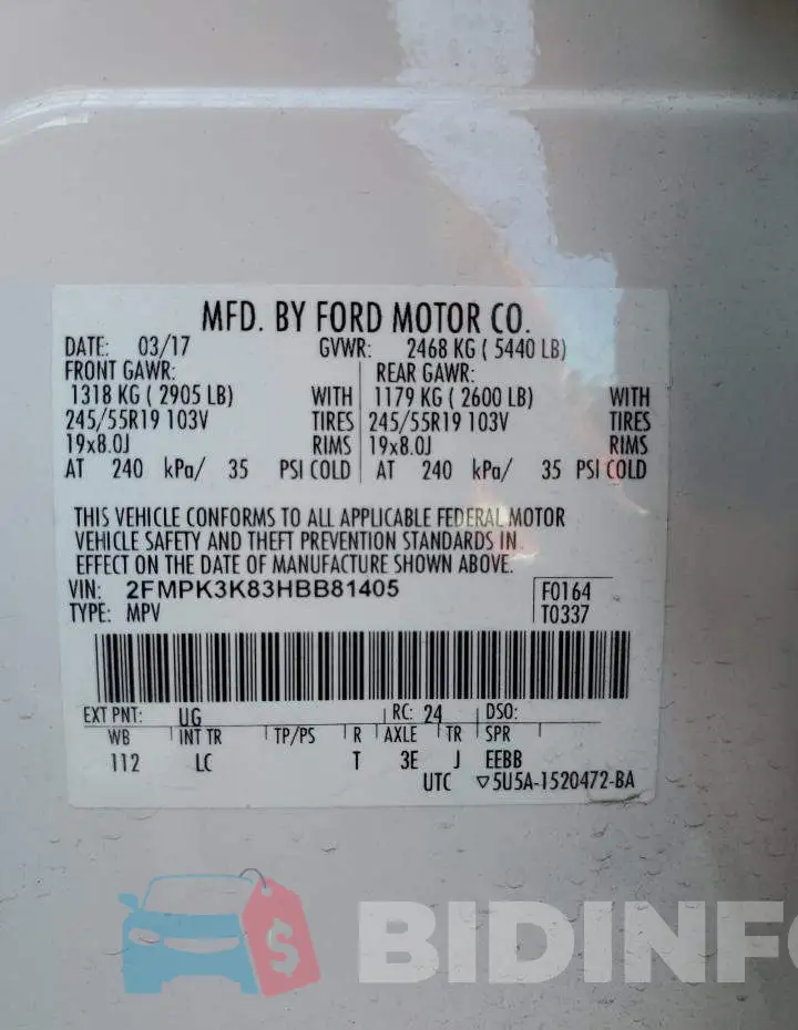 2FMPK3K83HBB81405 Photo# 12