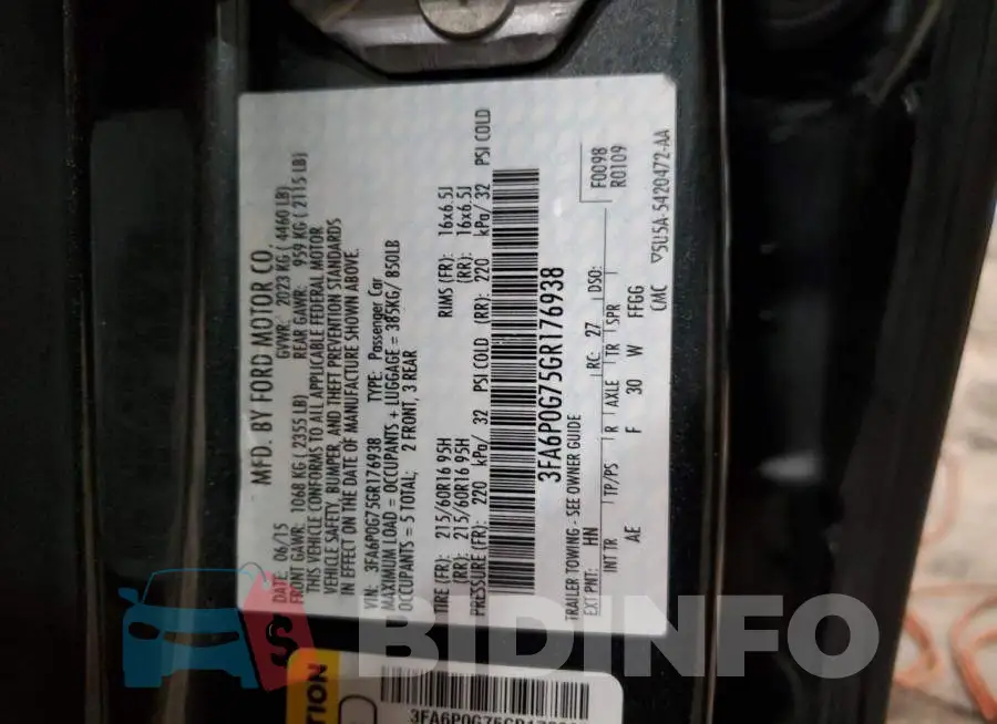 3FA6P0G75GR176938 Photo# 13