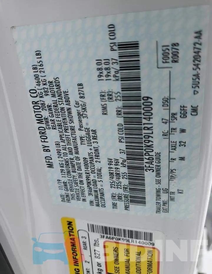 3FA6P0K99LR140009 Photo# 13
