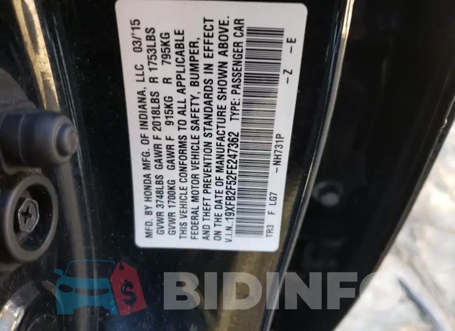 19XFB2F52FE247362 Photo# 12