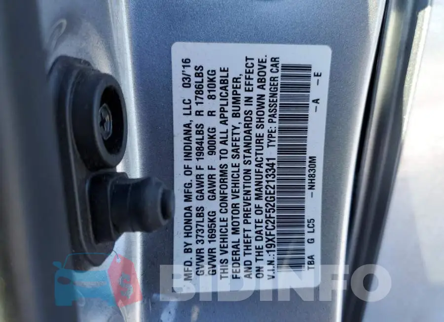 19XFC2F52GE213341 Photo# 12