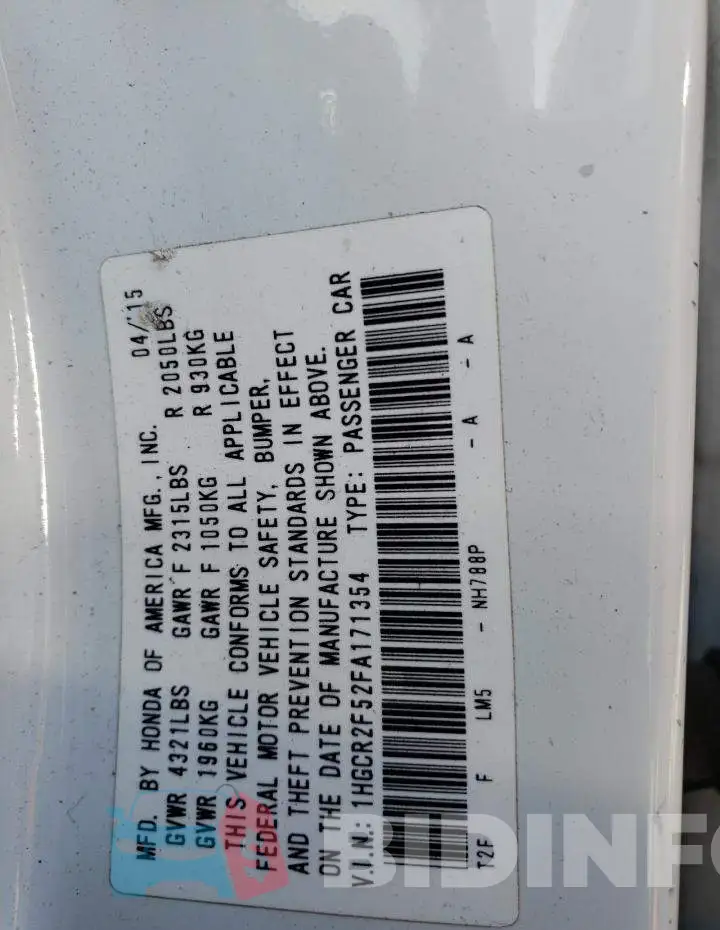 1HGCR2F52FA171354 Photo# 12