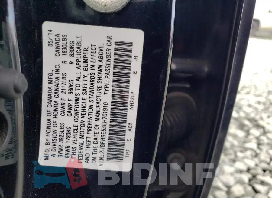 2HGFB6E53EH701910 Photo# 13