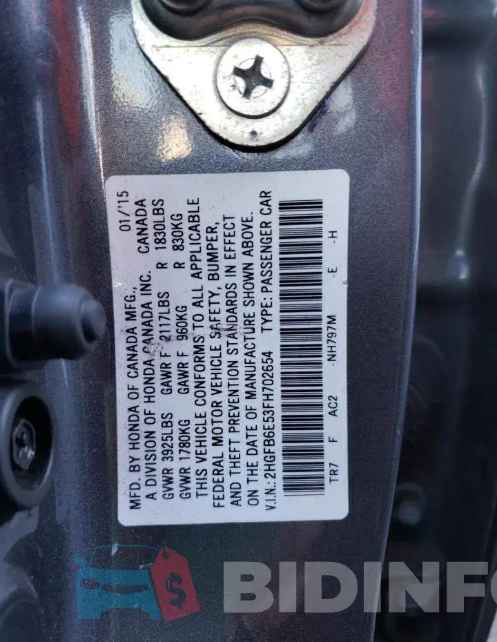 2HGFB6E53FH702654 Photo# 12