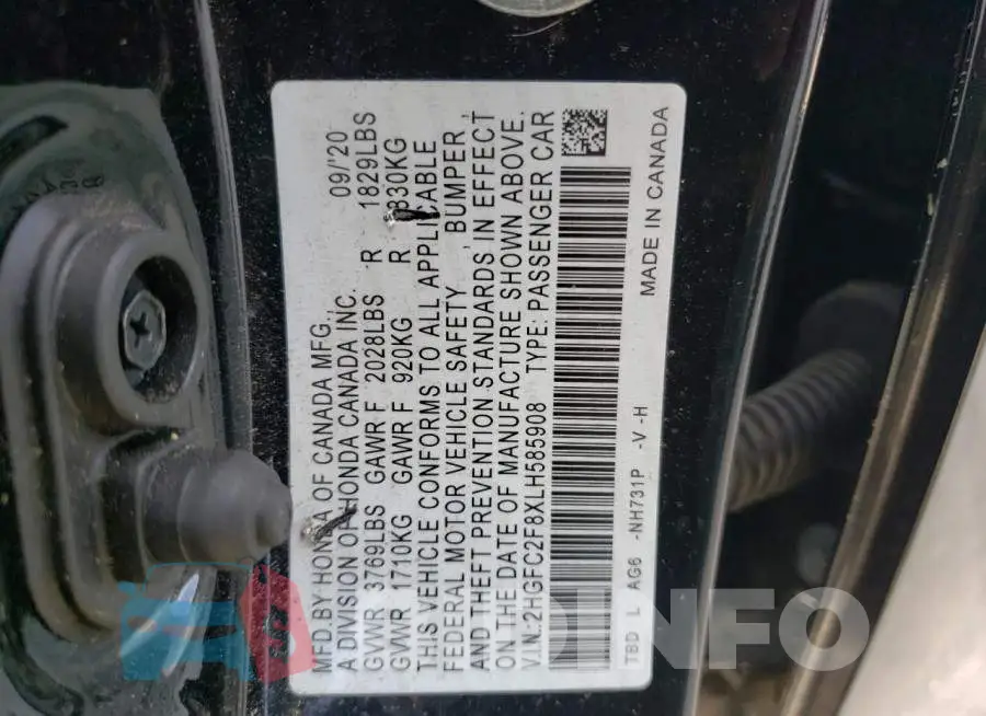 2HGFC2F8XLH585908 Photo# 12