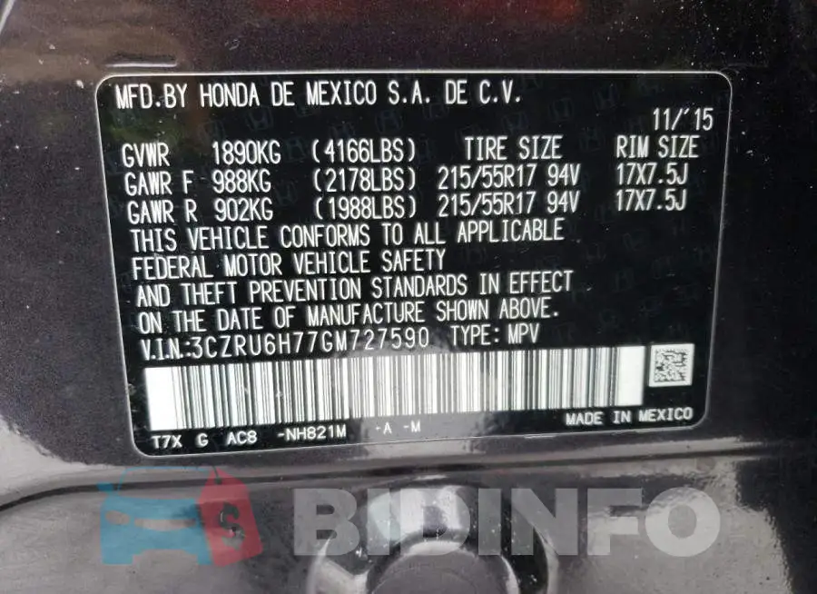 3CZRU6H77GM727590 Photo# 14