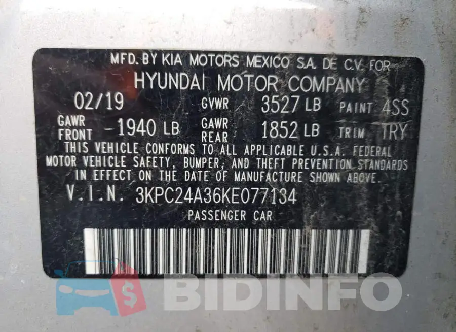 3KPC24A36KE077134 Photo# 12