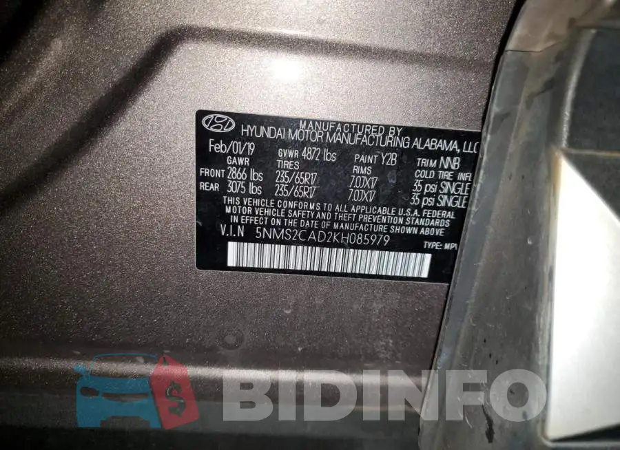 5NMS2CAD2KH085979 Photo# 14