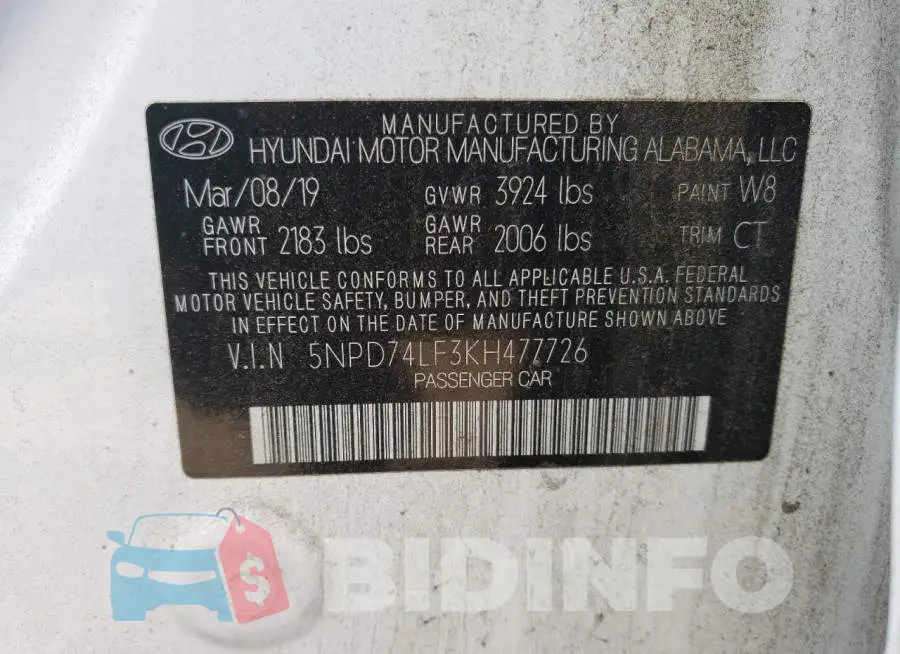 5NPD74LF3KH477726 Photo# 12