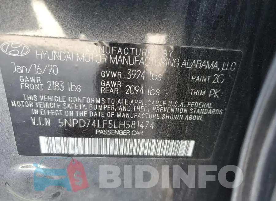 5NPD74LF5LH581474 Photo# 12