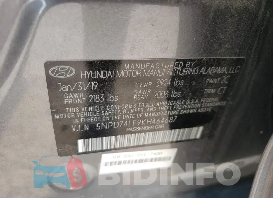 5NPD74LF9KH464687 Photo# 10