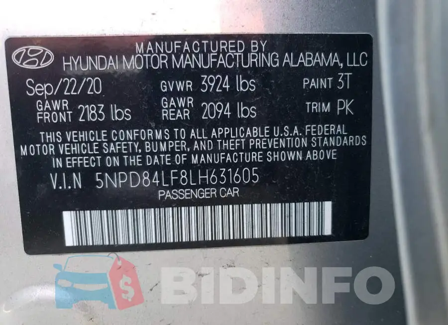5NPD84LF8LH631605 Photo# 13
