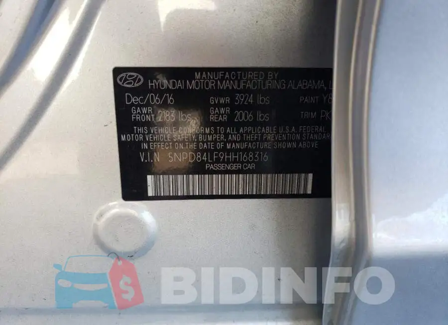 5NPD84LF9HH168316 Photo# 12