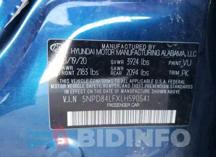 5NPD84LFXLH590541 Photo# 13