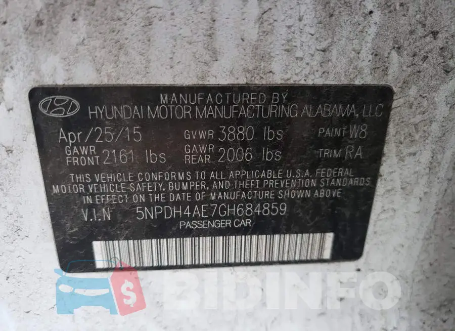 5NPDH4AE7GH684859 Photo# 12
