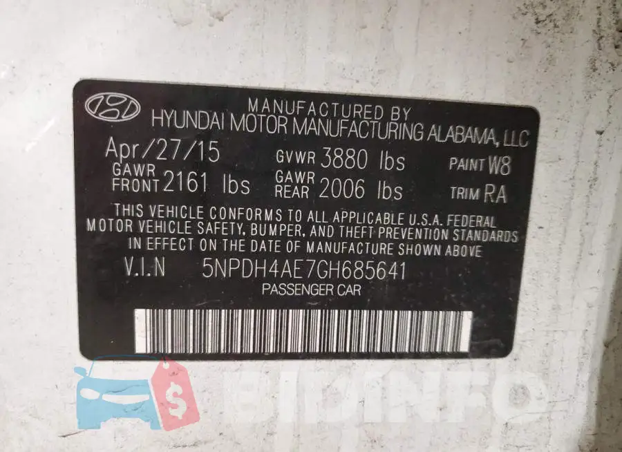 5NPDH4AE7GH685641 Photo# 12