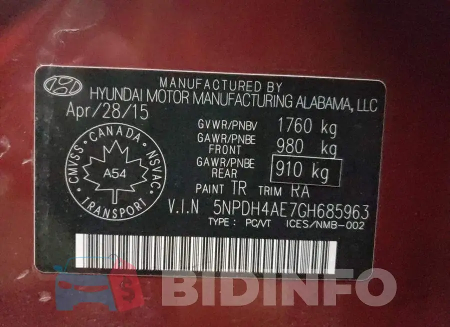5NPDH4AE7GH685963 Photo# 12