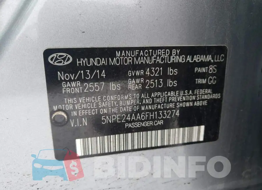 5NPE24AA6FH133274 Photo# 12