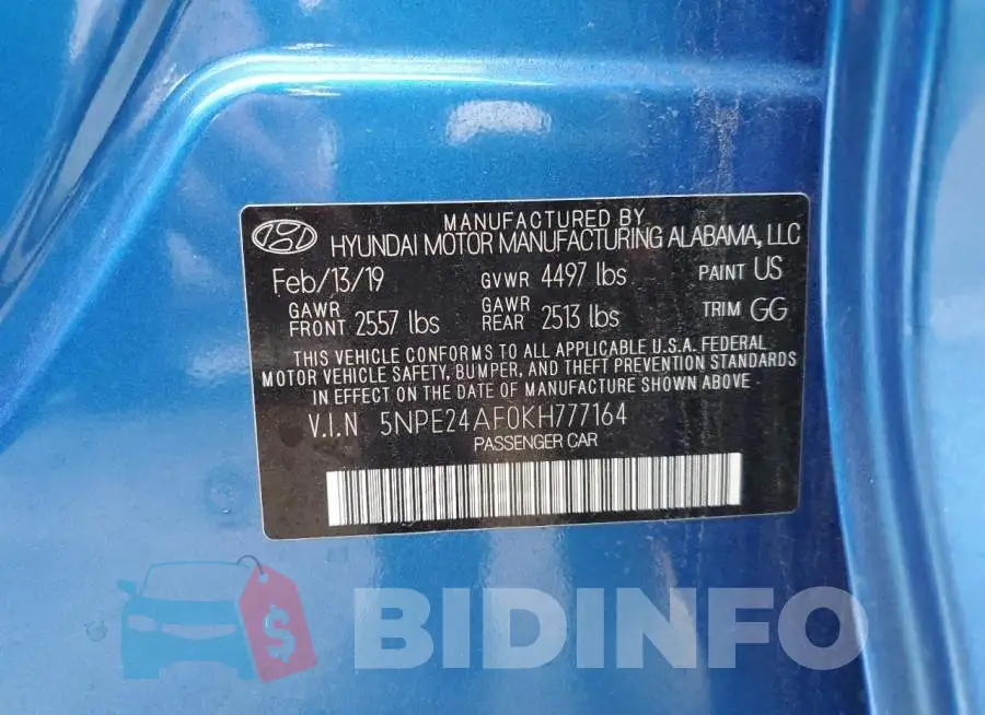 5NPE24AF0KH777164 Photo# 12