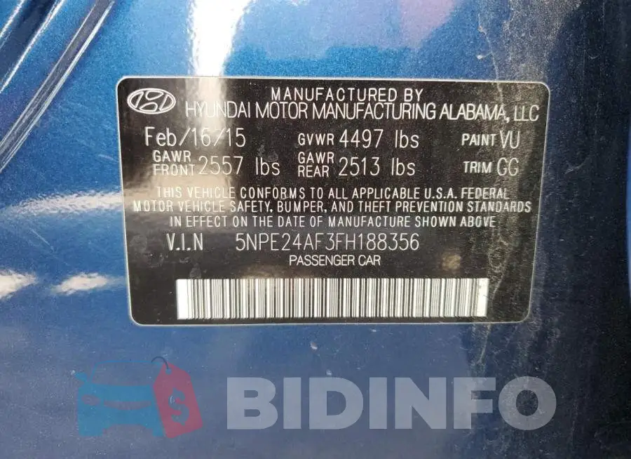 5NPE24AF3FH188356 Photo# 12