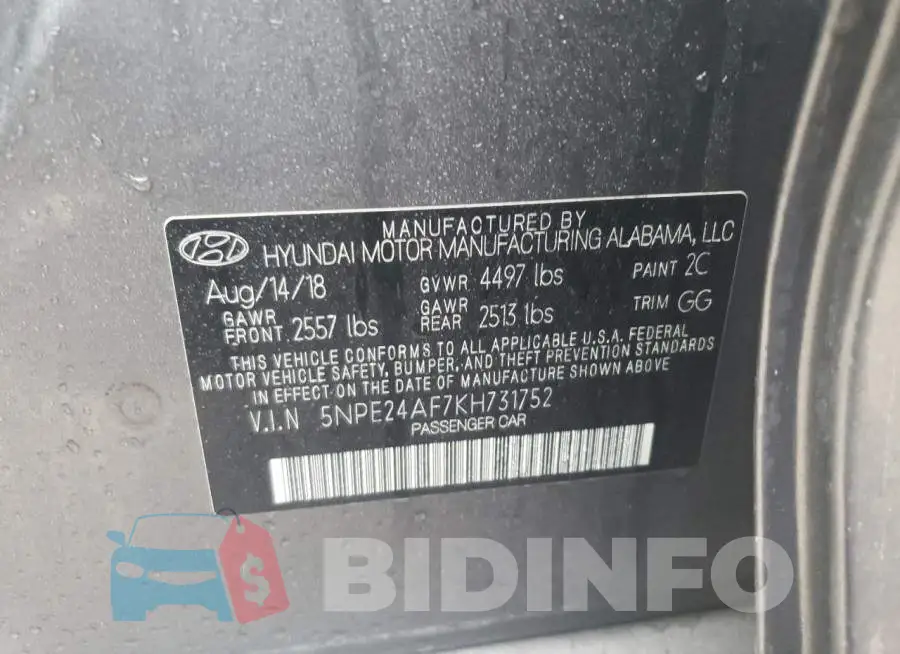 5NPE24AF7KH731752 Photo# 12