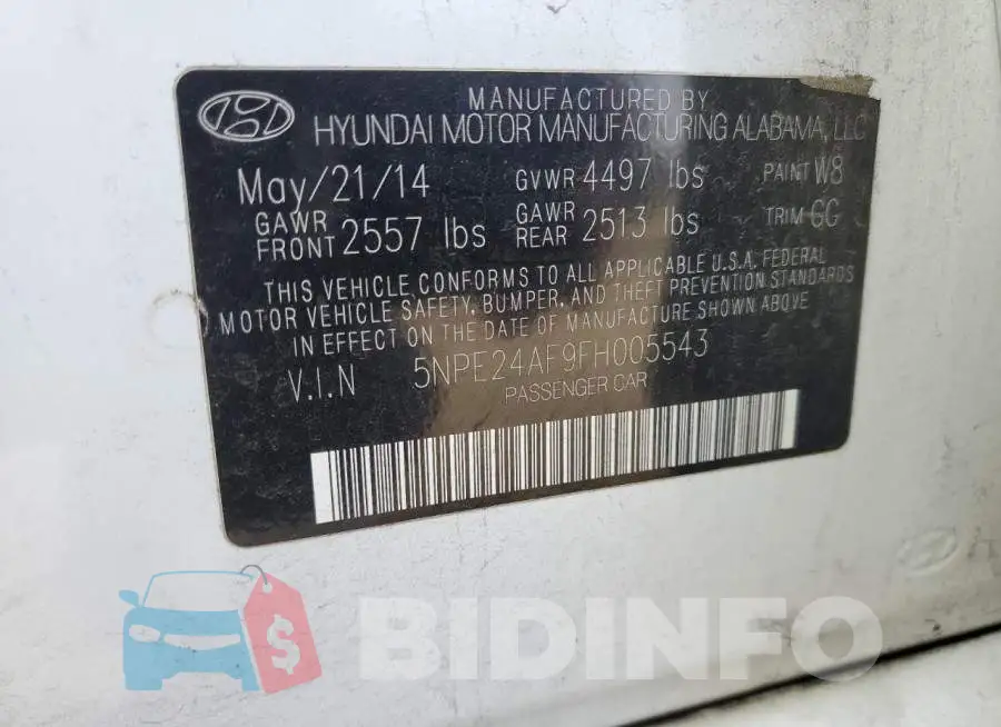 5NPE24AF9FH005543 Photo# 12