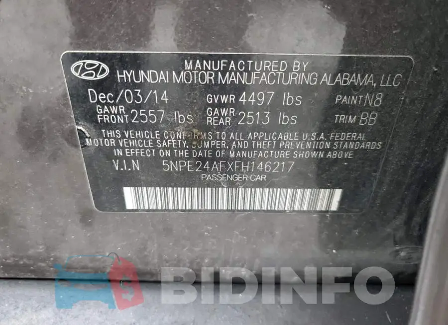 5NPE24AFXFH146217 Photo# 12