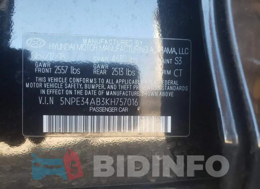5NPE34AB3KH757016 Photo# 13