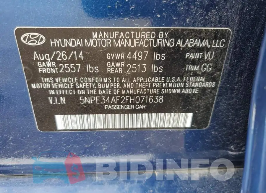 5NPE34AF2FH071638 Photo# 13
