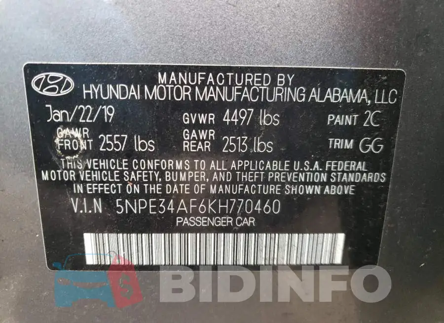5NPE34AF6KH770460 Photo# 12