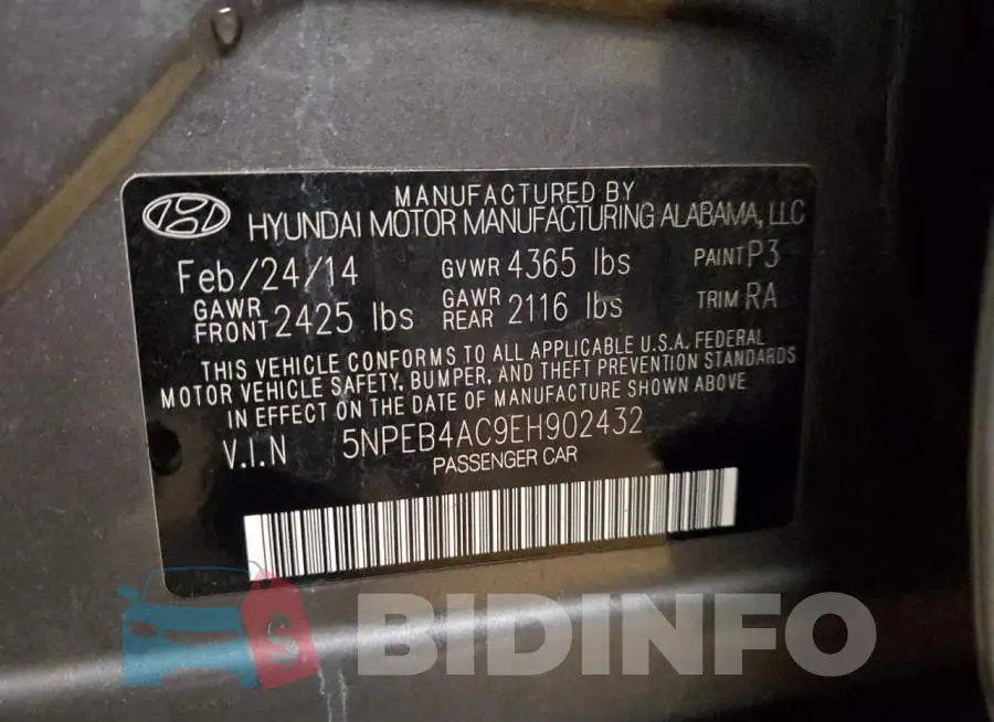 5NPEB4AC9EH902432 Photo# 12