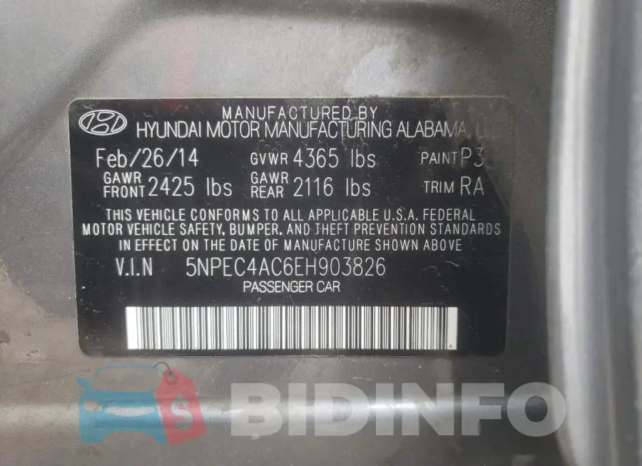 5NPEC4AC6EH903826 Photo# 13