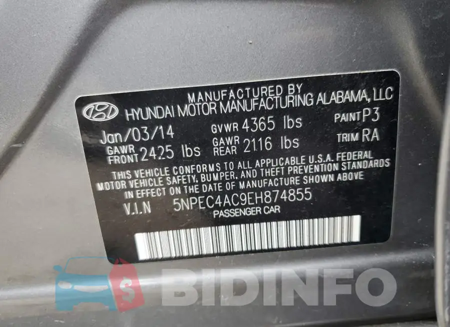 5NPEC4AC9EH874855 Photo# 12