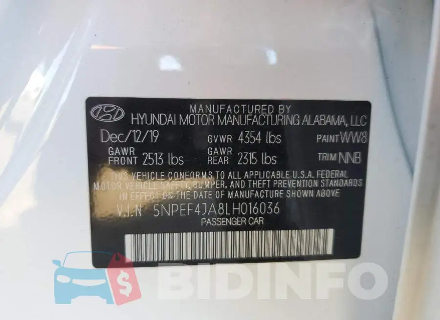 5NPEF4JA8LH016036 Photo# 13