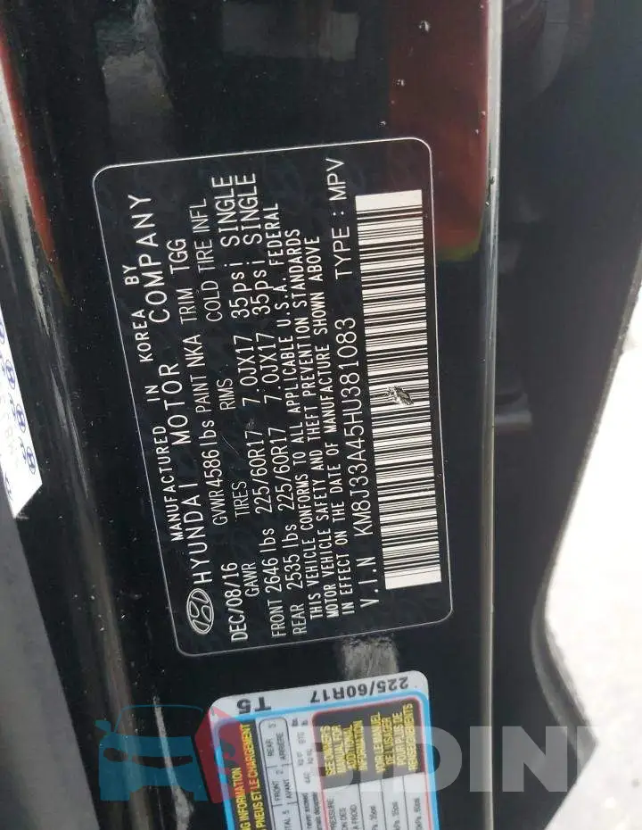KM8J33A45HU381083 Photo# 12