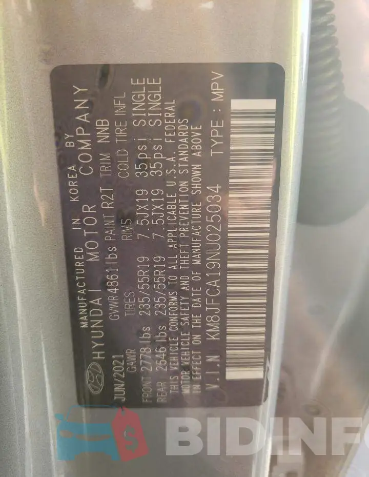 KM8JFCA19NU025034 Photo# 12
