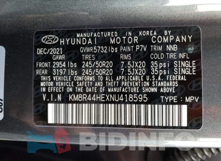 KM8R44HEXNU418595 Photo# 13
