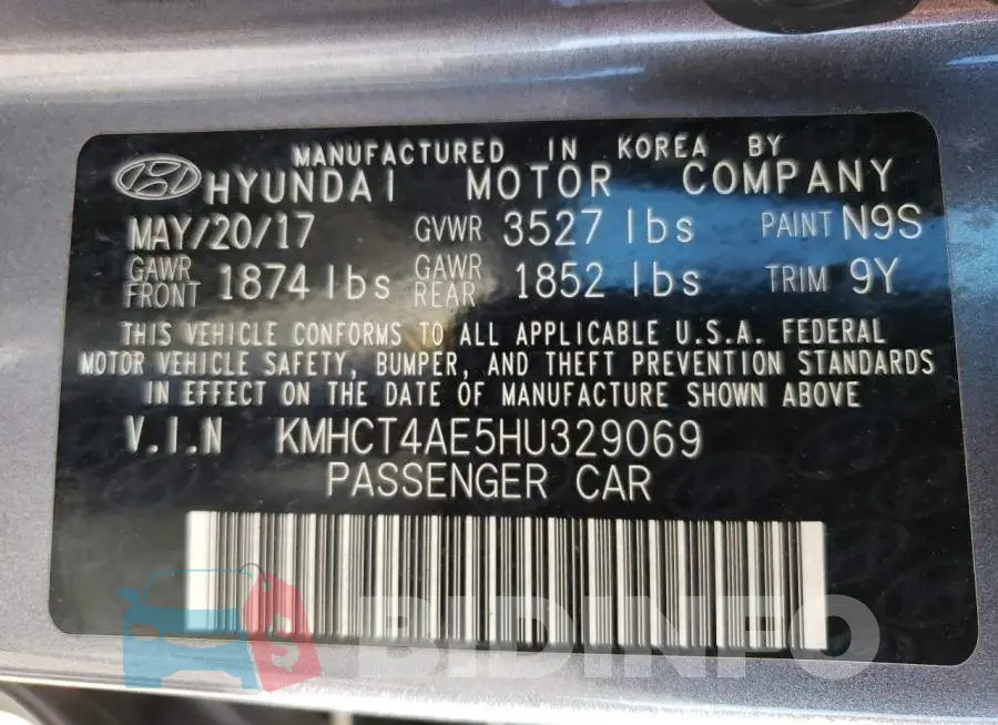 KMHCT4AE5HU329069 Photo# 12